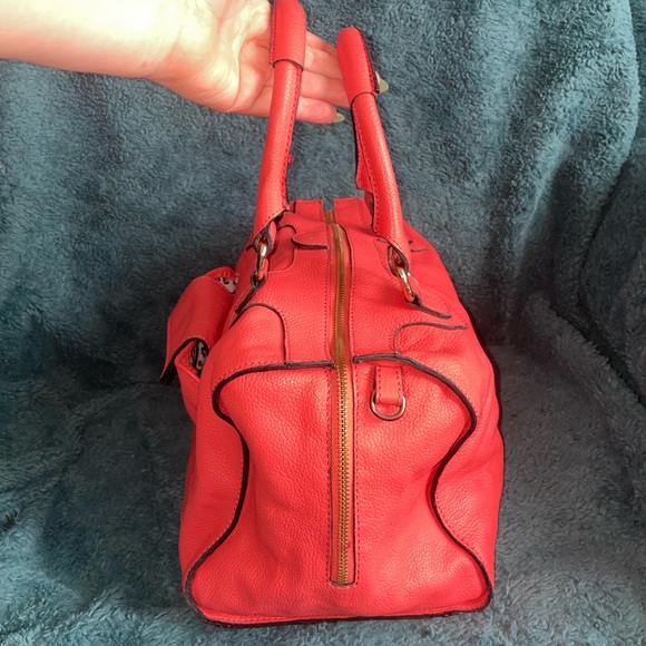 DIMONI Salmon Leather Large Satchel Two Way with Removable Crossbody Strap EUC - Picture 6 of 16